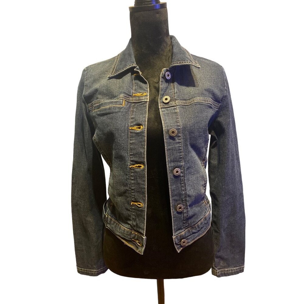 Vintage Guess Denim Jacket With Unique Mermaid Patch & Embroidery Size S Casual